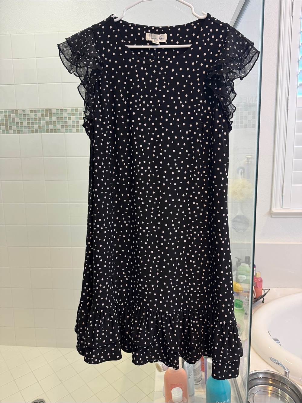 Harper Black and White Polka Dot Ruffle Dress